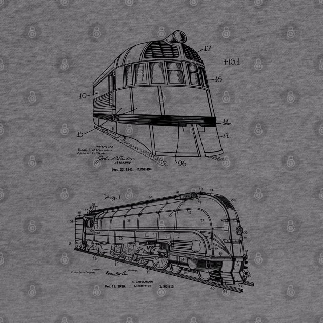 Vintage Locomotive Engineer Gift Patent Prints by MadebyDesign